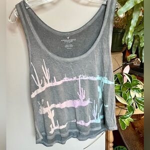 Cropped loose tank with desert graphic
